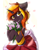 Size: 1268x1624 | Tagged: safe, alternate version, artist:yuris, imported from derpibooru, oc, oc only, oc:java, pony, unicorn, alternate character, clothes, commission, female, floppy ears, horn, petals, ponytails, skirt, smiling, solo, two toned mane, unicorn oc, ych result, yellow eyes