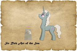 Size: 1024x683 | Tagged: safe, alternate version, artist:malte279, imported from derpibooru, oc, oc:sir rich art of the sea, crystal pony, unicorn, tails of equestria, clothes, memorial, npc, parchment, pen and paper rpg