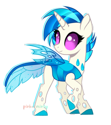 Size: 1616x1832 | Tagged: safe, artist:nocturnal-moonlight, artist:pinkerminty, artist:teepew, imported from derpibooru, dj pon-3, vinyl scratch, changedling, changeling, base used, changedlingified, changelingified, female, raised hoof, simple background, solo, species swap, transparent background