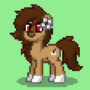 Size: 185x185 | Tagged: safe, imported from derpibooru, oc, oc only, oc:cocoa, earth pony, pony, pony town, earth pony oc, female, flower, flower in hair, freckles, mare, pixel art, solo, solo female