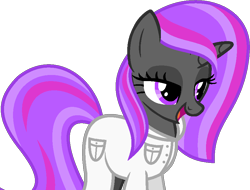 Size: 864x656 | Tagged: safe, artist:pegasski, imported from derpibooru, oc, oc only, pony, unicorn, base used, bedroom eyes, clothes, eyelashes, female, horn, lab coat, mare, open mouth, simple background, solo, transparent background, unicorn oc