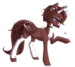 Size: 1280x1151 | Tagged: safe, artist:bastet-catmew, imported from derpibooru, oc, pegasus, pony, clothes, female, horns, mare, simple background, socks, solo, white background