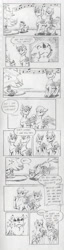 Size: 1242x4830 | Tagged: safe, artist:cindertale, imported from derpibooru, oc, oc only, oc:cinder, deer, pegasus, pony, candle, chest fluff, christmas, christmas tree, comic, cute, deer oc, ethereal mane, grayscale, holding a pony, holiday, looking up, male, monochrome, music notes, pegasus oc, scared, stallion, starry eyes, starry mane, traditional art, tree, wingding eyes, wings