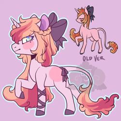 Size: 600x600 | Tagged: safe, artist:lavvythejackalope, imported from derpibooru, oc, oc only, pony, unicorn, base used, bow, colored hooves, duo, eyes closed, female, hair bow, horn, leonine tail, mare, redraw, smiling, unicorn oc