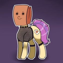 Size: 2160x2160 | Tagged: safe, artist:darmet, imported from derpibooru, oc, oc only, oc:paper bag, earth pony, pony, clothes, earth pony oc, fake cutie mark, female, fishnet clothing, high res, paper bag, punk, solo