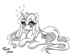 Size: 800x615 | Tagged: safe, artist:rumay-chian, imported from derpibooru, unicorn, long hair, monochrome, sketch