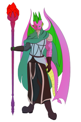 Size: 353x529 | Tagged: safe, artist:lullabyjak, imported from derpibooru, spike, anthro, dragon, dungeons and dragons, garbuncle, ogres and oubliettes, pen and paper rpg, rpg, solo, staff, wizard