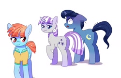 Size: 2008x1294 | Tagged: safe, artist:aaa-its-spook, imported from derpibooru, night light, twilight velvet, windy whistles, pegasus, pony, unicorn, :<, bedroom eyes, bisexual, blushing, butt, clothes, colored pupils, distracted boyfriend meme, eyes on the prize, female, floppy ears, frown, grin, heart eyes, implied infidelity, infidelity, lesbian, lesbian in front of boys, lip bite, looking back, male, mare, open mouth, plot, raised hoof, shipping, shirt, shocked, simple background, smiling, stallion, straight, subverted meme, sweat, sweatdrop, velvetwhistles, white background, wide eyes, wingding eyes