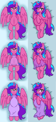 Size: 3352x7200 | Tagged: safe, artist:chelseawest, imported from derpibooru, part of a set, oc, oc only, oc:melody aurora, alicorn, pony, alicorn oc, belly button, body pillow, body pillow design, clothes, cute, dress, female, heart eyes, horn, linea nigra, lingerie, looking at you, lying, lying down, ocbetes, offspring, parent:flash sentry, parent:twilight sparkle, parents:flashlight, part of a series, pregnant, solo, wingding eyes, wings