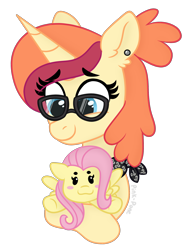 Size: 1726x2280 | Tagged: safe, artist:pink-pone, imported from derpibooru, fluttershy, oc, pony, unicorn, female, glasses, mare, plushie, simple background, transparent background