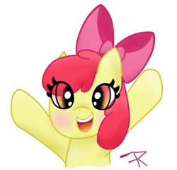 Size: 800x768 | Tagged: safe, artist:flerrender, imported from derpibooru, apple bloom, earth pony, pony, adorabloom, cute, female, filly, smiling, solo