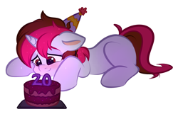 Size: 4000x2574 | Tagged: safe, artist:vetta, imported from derpibooru, oc, oc only, oc:vetta, pony, unicorn, cake, female, food, hat, high res, mare, party hat, solo