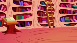 Size: 1280x720 | Tagged: safe, imported from derpibooru, screencap, the ticket master, background, book, golden oaks library, ladder, liminal space, no pony, scenic ponyville