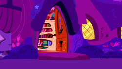 Size: 1280x720 | Tagged: safe, imported from derpibooru, screencap, season 1, the ticket master, background, golden oaks library, night, no pony, ponyville, scenic ponyville