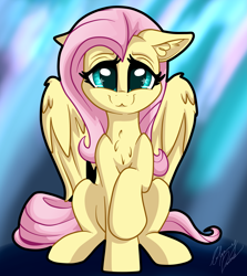 Size: 2969x3326 | Tagged: safe, artist:gleamydreams, imported from derpibooru, fluttershy, pegasus, pony, :3, cute, female, high res, looking at you, mare, raised hoof, shyabetes