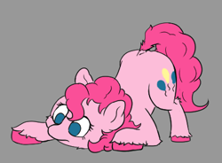 Size: 423x311 | Tagged: safe, artist:lost marbles, imported from derpibooru, pinkie pie, earth pony, pony, behaving like a cat, crouching, digital art, female, gray background, simple background, solo, solo female