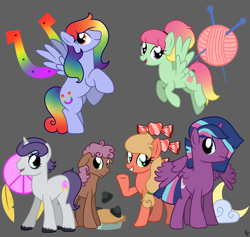 Size: 3900x3700 | Tagged: safe, artist:ponykittenboi, imported from derpibooru, oc, oc only, alicorn, earth pony, pegasus, pony, unicorn, alternate universe, candy, cloud, crack ship offspring, crack shipping, cutie mark, eyeshadow, fake eyelashes, false eyelashes, feather, female, flying, food, high res, horseshoes, implied infidelity, incest, knitting needles, makeup, male, mare, moon, next generation, offspring, parent:applejack, parent:big macintosh, parent:bow hothoof, parent:fluttershy, parent:hondo flanks, parent:igneous rock pie, parent:pinkie pie, parent:rainbow dash, parent:rarity, parent:shining armor, parent:twilight sparkle, parent:zephyr breeze, parents:applemac, parents:shining sparkle, peace symbol, pie, product of incest, raised hoof, rock, shipping, show accurate, simple background, stallion