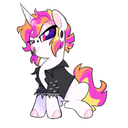 Size: 1280x1280 | Tagged: safe, artist:renhorse, imported from derpibooru, oc, oc only, oc:tough cookie, pony, unicorn, clothes, female, jacket, mare, nose piercing, nose ring, piercing, simple background, solo, transparent background