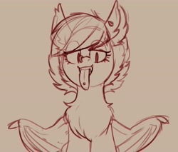 Size: 4095x3492 | Tagged: safe, artist:yoditax, imported from derpibooru, oc, oc only, oc:jellybean, bat pony, pony, bat pony oc, bat wings, chest fluff, fangs, female, monochrome, nose piercing, piercing, simple background, solo, tongue out, tongue piercing, wings