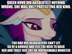 Size: 577x433 | Tagged: safe, edit, edited screencap, imported from derpibooru, screencap, queen novo, seapony (g4), my little pony: the movie, caption, image macro, meme, op has a point, sad, text, woobie