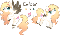 Size: 1916x1108 | Tagged: safe, artist:cinnamontee, imported from derpibooru, oc, oc only, oc:ember (cinnamontee), pegasus, pony, female, mare, simple background, solo, transparent background, two toned wings, wings