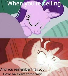 Size: 720x801 | Tagged: safe, imported from derpibooru, starlight glimmer, unicorn, rock solid friendship, bed, episode needed, meme, misspelling, sleeping, text