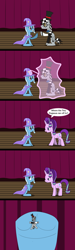 Size: 1200x4000 | Tagged: safe, artist:platinumdrop, imported from derpibooru, starlight glimmer, trixie, oc, oc:checkerboard, comic, micro, request, shrinking, speech bubble, tiny