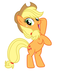 Size: 1918x2390 | Tagged: safe, artist:third uncle, artist:three uncle, imported from derpibooru, applejack, earth pony, pony, the cutie map, applejack's hat, bipedal, cowboy hat, cute, female, hat, looking at you, mare, open mouth, pose, raised hoof, simple background, solo, transparent background, vector