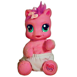 Size: 500x500 | Tagged: safe, imported from derpibooru, skywishes, earth pony, pony, baby wishes, bow, cute, cutewishes, diaper, electronic toy, female, filly, foal, g3, hair bow, play-n-carry skywishes, simple background, so soft, solo, toy, white background