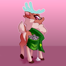 Size: 4000x4000 | Tagged: safe, artist:witchtaunter, imported from derpibooru, cashmere (tfh), deer, them's fightin' herds, absurd resolution, bag, butt, cashmerebutt, chest fluff, clothes, commission, community related, food, gradient background, looking back, plot, saddle bag, salt, scarf, solo