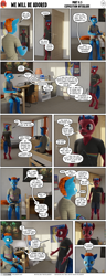 Size: 2000x5190 | Tagged: safe, artist:stellarator, imported from derpibooru, oc, oc only, oc:juicebox, oc:smoothie, anthro, earth pony, unguligrade anthro, unicorn, comic:we will be adored, comic:we will be adored part 11, 3d, blender, blender cycles, comic, cycles, earth pony oc, female, high res, horn, kerbal space program, male, not sfm, talking about sex, unicorn oc