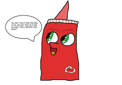 Size: 1605x1115 | Tagged: safe, artist:anonymous, pony, dialogue, food, ketchup, ketchup bottle, ponified, sauce, solo