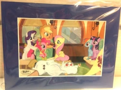 Size: 1453x1080 | Tagged: safe, imported from derpibooru, applejack, bulk biceps, fluttershy, pinkie pie, rainbow dash, rarity, twilight sparkle, alicorn, earth pony, pegasus, pony, unicorn, rainbow falls, animation cel, female, irl, male, mane six, mare, merchandise, official, photo, stallion, twilight sparkle (alicorn), vein