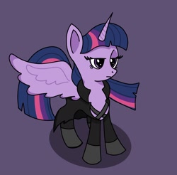 Size: 1416x1391 | Tagged: safe, artist:raritycangetit:), imported from derpibooru, twilight sparkle, alicorn, pony, clothes, cosplay, costume, final fantasy, final fantasy vii, missing wing, one winged alicorn, one winged angel, sephiroth, twilight sparkle (alicorn), wings