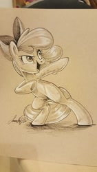 Size: 1152x2048 | Tagged: artist needed, safe, imported from derpibooru, apple bloom, earth pony, pony, dramatic pose, female, filly, solo, traditional art