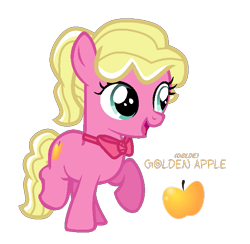 Size: 645x629 | Tagged: safe, artist:hate-love12, imported from derpibooru, oc, oc only, oc:golden apple, earth pony, pony, bowtie, female, filly, magical lesbian spawn, offspring, parent:apple bloom, parent:diamond tiara, parents:diamondbloom, simple background, solo, transparent background