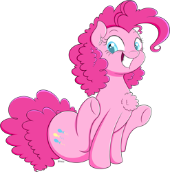 Size: 1631x1650 | Tagged: safe, artist:wownamesarehard, derpibooru exclusive, imported from derpibooru, pinkie pie, earth pony, pony, chest fluff, cute, diapinkes, ear fluff, female, grin, happy, looking at you, mare, ponk, simple background, sitting, smiling, solo, transparent background, underhoof, weapons-grade cute