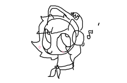 Size: 601x391 | Tagged: safe, artist:omelettepony, imported from derpibooru, oc, oc only, oc:filly anon, earth pony, pony, blushing, cap, earth pony oc, female, filly, hat, headphones, looking up, monochrome, ms paint, music notes, no color, simple background, sketch, solo, white background