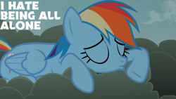 Size: 1280x720 | Tagged: safe, edit, edited screencap, editor:quoterific, imported from derpibooru, screencap, rainbow dash, pegasus, pony, season 2, the mysterious mare do well, cloud, eyes closed, female, mare, solo