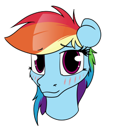 Size: 3890x4360 | Tagged: safe, artist:dacaoo, imported from derpibooru, rainbow dash, pony, blushing, bust, floppy ears, looking at you, simple background, solo, transparent background