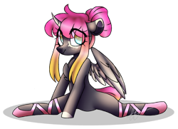 Size: 1732x1252 | Tagged: safe, artist:lynesssan, imported from derpibooru, oc, oc only, oc:lucy, alicorn, pony, flexible, simple background, solo, splits, transparent background