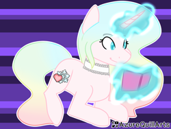 Size: 1600x1200 | Tagged: safe, artist:azure-quill, imported from derpibooru, oc, oc only, pony, unicorn, book, female, magic, mare, solo
