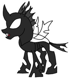 Size: 628x707 | Tagged: safe, artist:agdapl, imported from derpibooru, oc, oc only, changeling, base, changeling oc, lineart, monochrome, simple background, solo, white background, white changeling