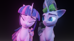 Size: 3840x2160 | Tagged: safe, artist:valiant studios, imported from derpibooru, twilight sparkle, oc, oc:midnight (dimensional shift), oc:twilight (dimensional shift), alicorn, 3d, alicorn oc, blender, dimensional shift, eyebrows, high res, horn, laughing, progress, twilight sparkle (alicorn), vs twi, wings