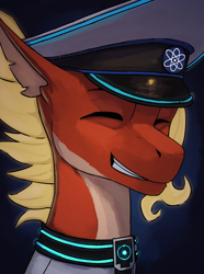 Size: 3120x4200 | Tagged: safe, artist:neither, artist:neitherman83, imported from derpibooru, oc, oc only, oc:posada, seapony (g4), equestria at war mod, atom, clothes, commissar, hydrogen, smiling, solo