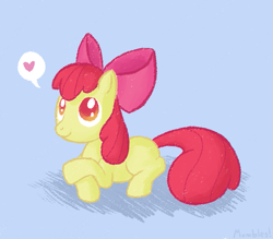 Size: 615x539 | Tagged: safe, artist:mumbles, imported from derpibooru, apple bloom, earth pony, pony, colored pupils, cute, female, filly, heart, solo, spoken heart