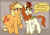 Size: 4050x2816 | Tagged: safe, artist:graphenescloset, imported from derpibooru, applejack, autumn blaze, earth pony, kirin, pony, applebutt, applefat, applejack is not amused, butt, dialogue, duo, duo female, fat, female, freckles, hat, high res, hip, mare, raised hoof, smiling, teasing, unamused