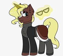 Size: 1000x900 | Tagged: safe, artist:rayofsunshine, imported from derpibooru, oc, oc only, oc:vintage wealth, pony, unicorn, clothes, glasses, glowing horn, horn, levitation, magic, male, markings, simple background, socks, solo, stallion, sweater, telekinesis, white background