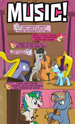 Size: 1920x3168 | Tagged: safe, artist:alexdti, imported from derpibooru, apple bloom, beauty brass, octavia melody, scootaloo, sweetie belle, oc, oc:ale, oc:brainstorm (alexdti), oc:marco, oc:purple creativity, oc:star logic, oc:umberto, earth pony, pegasus, pony, unicorn, comic:quest for friendship, apple bloom's bow, bipedal, bow, cello, comic, cutie mark, cutie mark crusaders, face, flute, hair bow, harp, musical instrument, organ, sousaphone