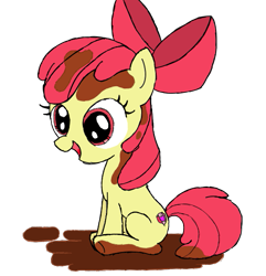 Size: 585x607 | Tagged: safe, artist:scootaloormayfly, imported from derpibooru, apple bloom, earth pony, pony, female, filly, mud, sitting, solo